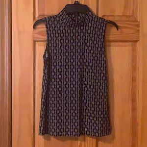 NWT Navy Blue Patterned Mock Neck Tank